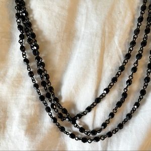 Black beaded, three tier, shorts necklace